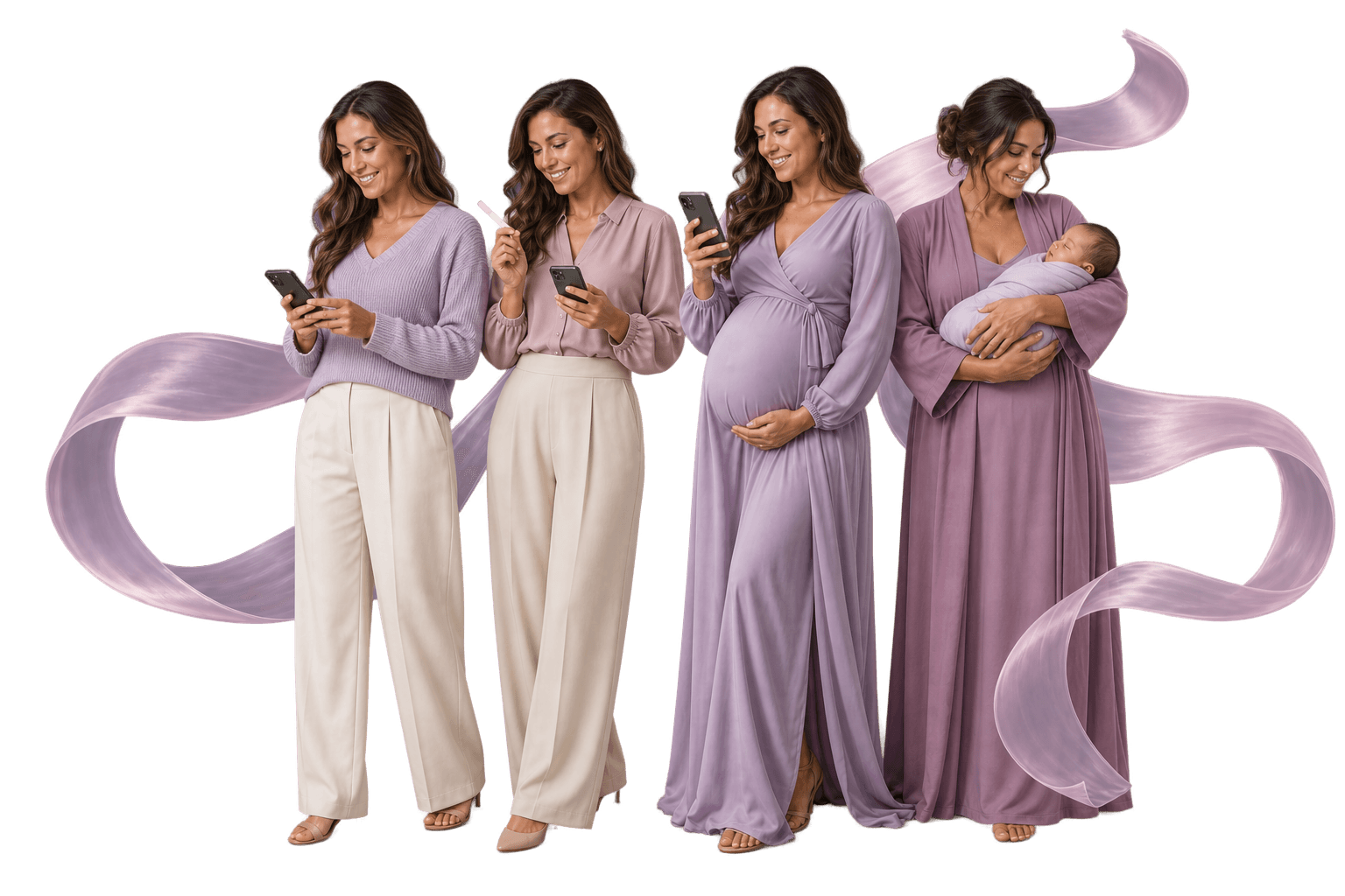 Four stages with Velenya: period tracking, trying to conceive, pregnancy, and postpartum