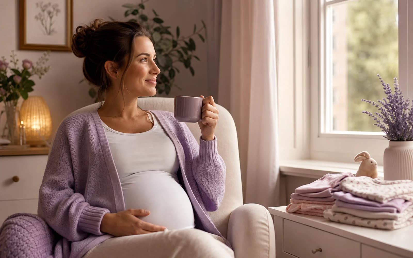 A phone beside a notebook with calm pregnancy notes