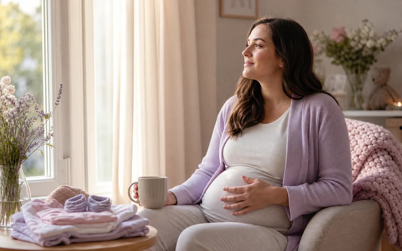 Early pregnancy notes and appointment reminders on a calm desk